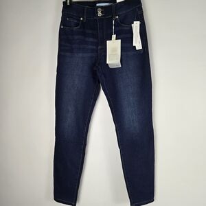 Tahari Petite Double Button Size 8/29 Sk Tahari Indigo Denim with Gold Stitching